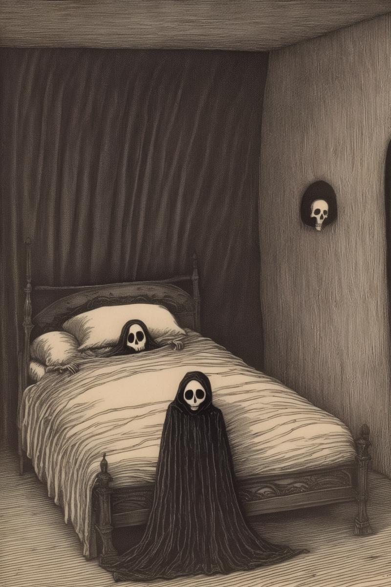 00214-432916749-_lora_Edward Gorey Style_1_Edward Gorey Style - EdwardGorey An emaciated girl is lying in bed. The Grim Reaper is beside her.png